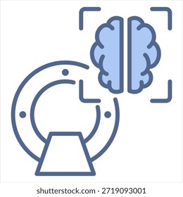 Brain Scan Blue Icon Vector Illustration