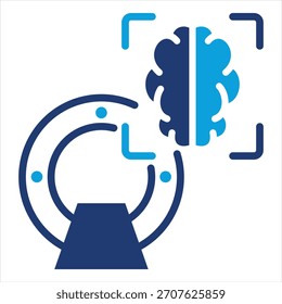 Ilustración vectorial de icono azul plano de escaneo cerebral