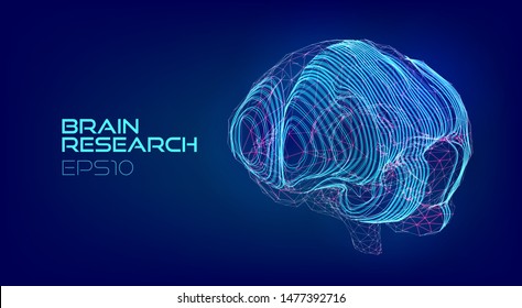 Brain scanning medical hologram. Cyberpunk biotechnology virtual data