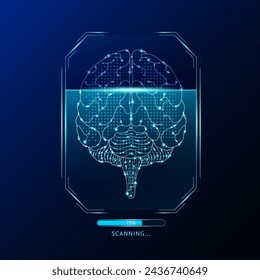 Brain scanning radar screen. Medical technology health care. Digital interface system MRI scan analysis of human organ. Science concept. Vector EPS10.