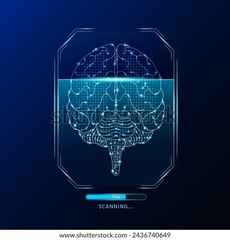 Brain scanning radar screen. Medical technology health care. Digital interface system MRI scan analysis of human organ. Science concept. Vector EPS10.