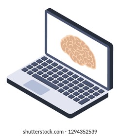 Brain screening icon, isometric vector