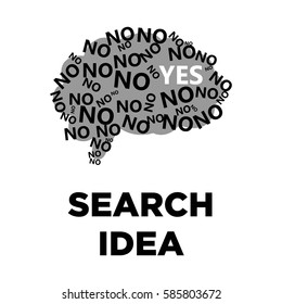 Icono creativo de la idea de búsqueda de cerebro. Plantilla vectorial de concepto de inteligencia inteligente