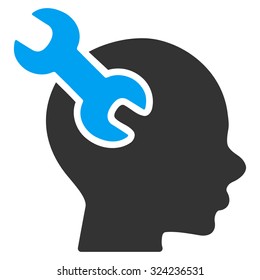 Brain Service vector icon. Style is bicolor flat symbol, blue and gray colors, rounded angles, white background.