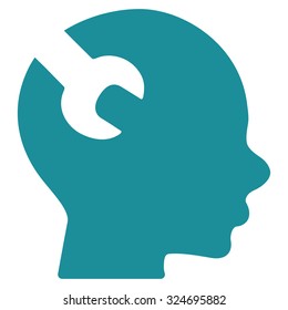Brain Service vector icon. Style is flat symbol, soft blue color, rounded angles, white background.
