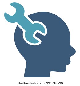 Brain Service vector icon. Style is bicolor flat symbol, cyan and blue colors, rounded angles, white background.