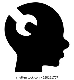 Brain Service vector icon. Style is flat symbol, black color, rounded angles, white background.