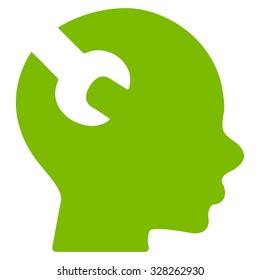 Brain Service vector icon. Style is flat symbol, eco green color, rounded angles, white background.