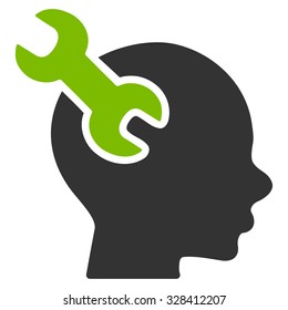 Brain Service vector icon. Style is bicolor flat symbol, eco green and gray colors, rounded angles, white background.