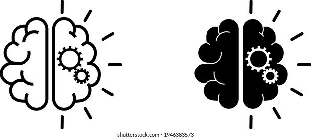 Brain and setting icon , vector