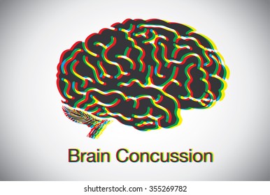 Brain Shaking Until Look Like Many Brain Overlap Meaning To Concussion Symptom Of  Brain. This Illustration About Medical And Symptom. 