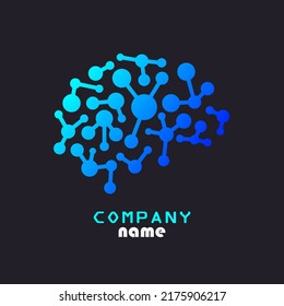 brain shape color circuit chip network logo technology design
