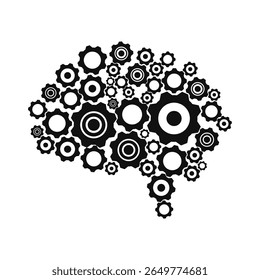 Brain Shape Composed of Mechanical Gear Wheels Vector