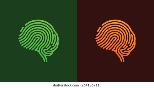 Brain Shaped Fingerprint logo design