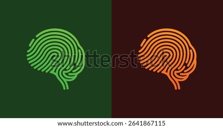 Brain Shaped Fingerprint logo design