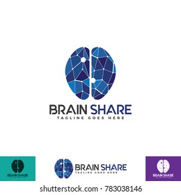 Brain Share Logo Illustration with Polygonal Style design, isolated on wite background