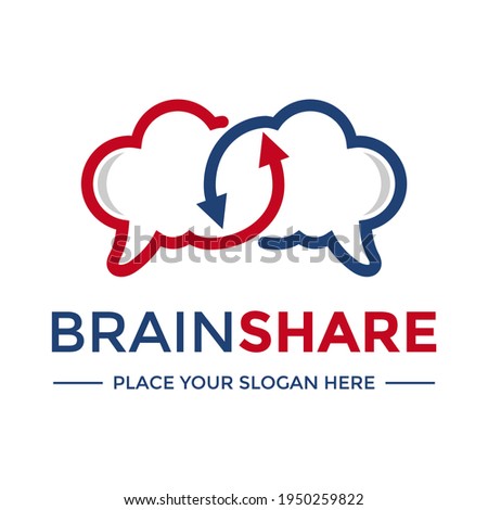 Brain share vector logo template. This design use chat cloud symbol. Suitable for language, education.