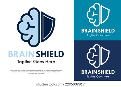 Brain shield logo template illustration