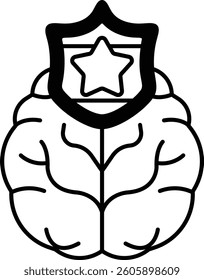 A brain with a shield and a star on it