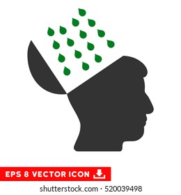 Brain Shower EPS vector icon. Illustration style is flat iconic bicolor green and gray symbol on white background.