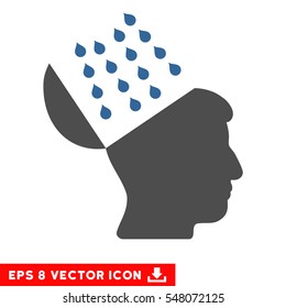 Brain Shower EPS vector icon. Illustration style is flat iconic bicolor cobalt and gray symbol on white background.