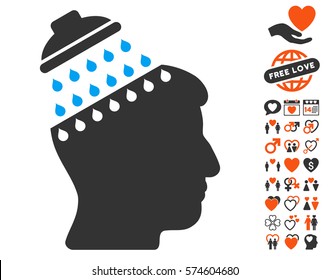 Brain Shower icon with bonus passion images. Vector illustration style is flat iconic symbols for web design, app user interfaces.