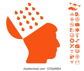 Brain Shower pictograph with bonus quadrocopter service pictograms. Vector illustration style is flat iconic symbols on white background.