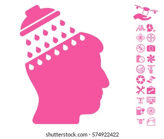 Brain Shower pictograph with bonus uav tools clip art. Vector illustration style is flat iconic symbols on white background.