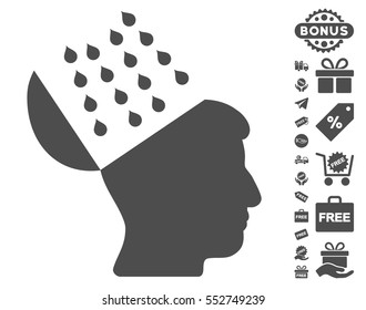 Brain Shower pictograph with free bonus pictograph collection. Vector illustration style is flat iconic symbols, gray color, white background.