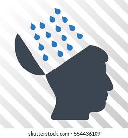 Brain Shower vector icon. Illustration style is flat iconic bicolor smooth blue symbol on a hatch transparent background.