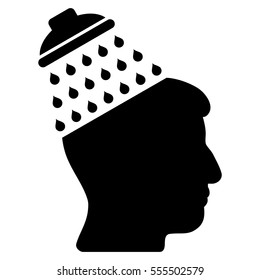Brain Shower vector icon. Style is flat graphic symbol, black color, white background.