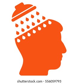 Brain Shower vector icon. Style is flat graphic symbol, orange color, white background.