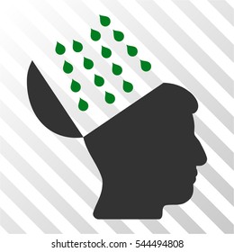 Brain Shower vector pictogram. Illustration style is flat iconic bicolor green and gray symbol on a hatch transparent background.