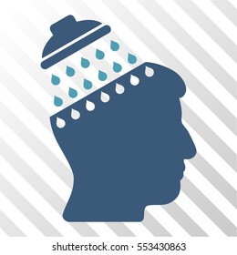 Brain Shower vector pictogram. Illustration style is flat iconic bicolor cyan and blue symbol on a hatch transparent background.