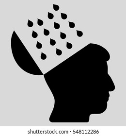 Brain Shower vector pictogram. Style is flat graphic symbol, black color, light gray background.