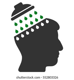 Brain Shower vector pictogram. Style is flat graphic bicolor symbol, green and gray colors, white background.