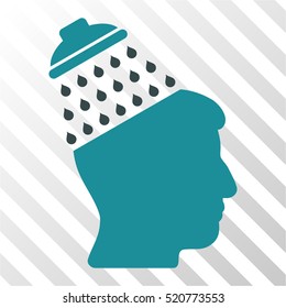 Brain Shower vector pictograph. Illustration style is flat iconic bicolor soft blue symbol on a hatched transparent background.