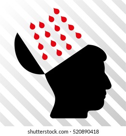 Brain Shower vector pictograph. Illustration style is flat iconic bicolor intensive red and black symbol on a hatch transparent background.