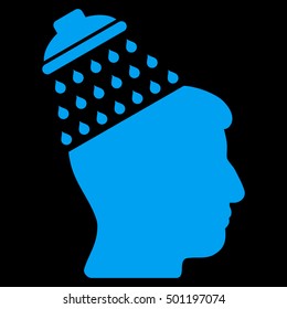 Brain Shower vector pictograph. Style is flat graphic symbol, blue color, black background.