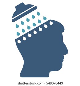 Brain Shower vector pictograph. Style is flat graphic bicolor symbol, cyan and blue colors, white background.