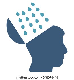 Brain Shower vector pictograph. Style is flat graphic bicolor symbol, cyan and blue colors, white background.