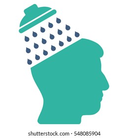 Brain Shower vector pictograph. Style is flat graphic bicolor symbol, cobalt and cyan colors, white background.
