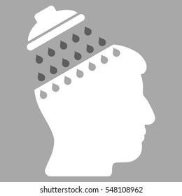 Brain Shower vector pictograph. Style is flat graphic bicolor symbol, dark gray and white colors, silver background.