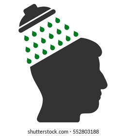 Brain Shower vector pictograph. Style is flat graphic bicolor symbol, green and gray colors, white background.