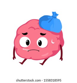 Brain sick chills mascot character cartoon illustration