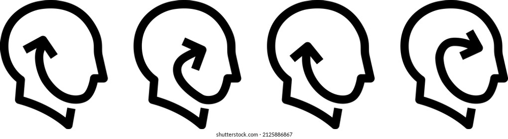 brain side profile head ai arrow stroke icon