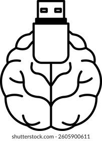 A brain with a side is shown with a USB drive in the middle