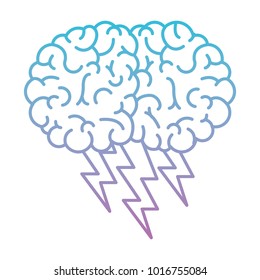 brain in side view with lightning in degraded blue to purple color contour