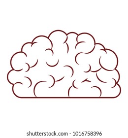 brain side view in thin dark red contour