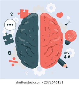 brain sides concept vector design illustration